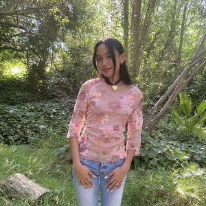 super cute lace floral sheerish long sleeve top
bought in belgium!